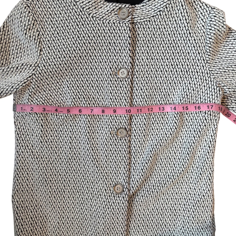 J. McLaughlin Black White Textured Knit Jacket Size Small Neutral Classic Blazer - Picture 9 of 10